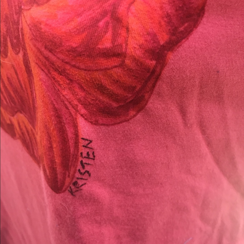 Kreativekristen hand painted cotton orange rose print top crew neck - Picture 4 of 9